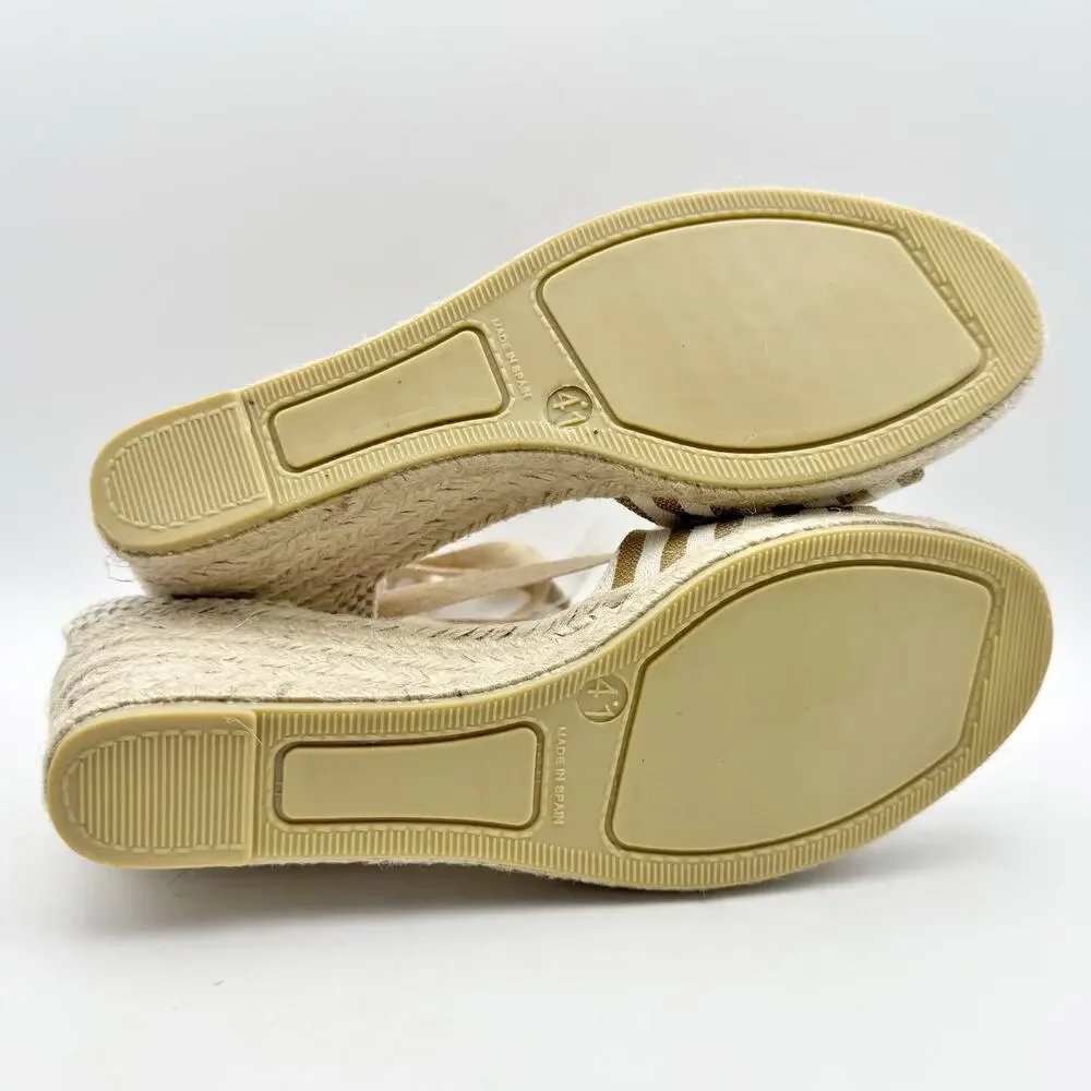 Eric Michael Womens Sara Espadrille Wedge Sandals EU 41 US 10.5 Taupe Canvas GUC